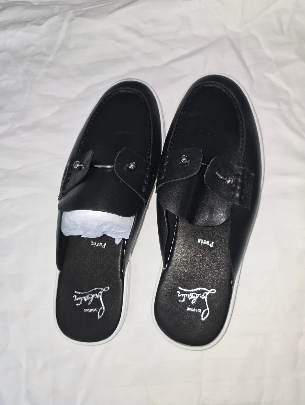 Louboutin Chamme Black Leather Slides – Men’s